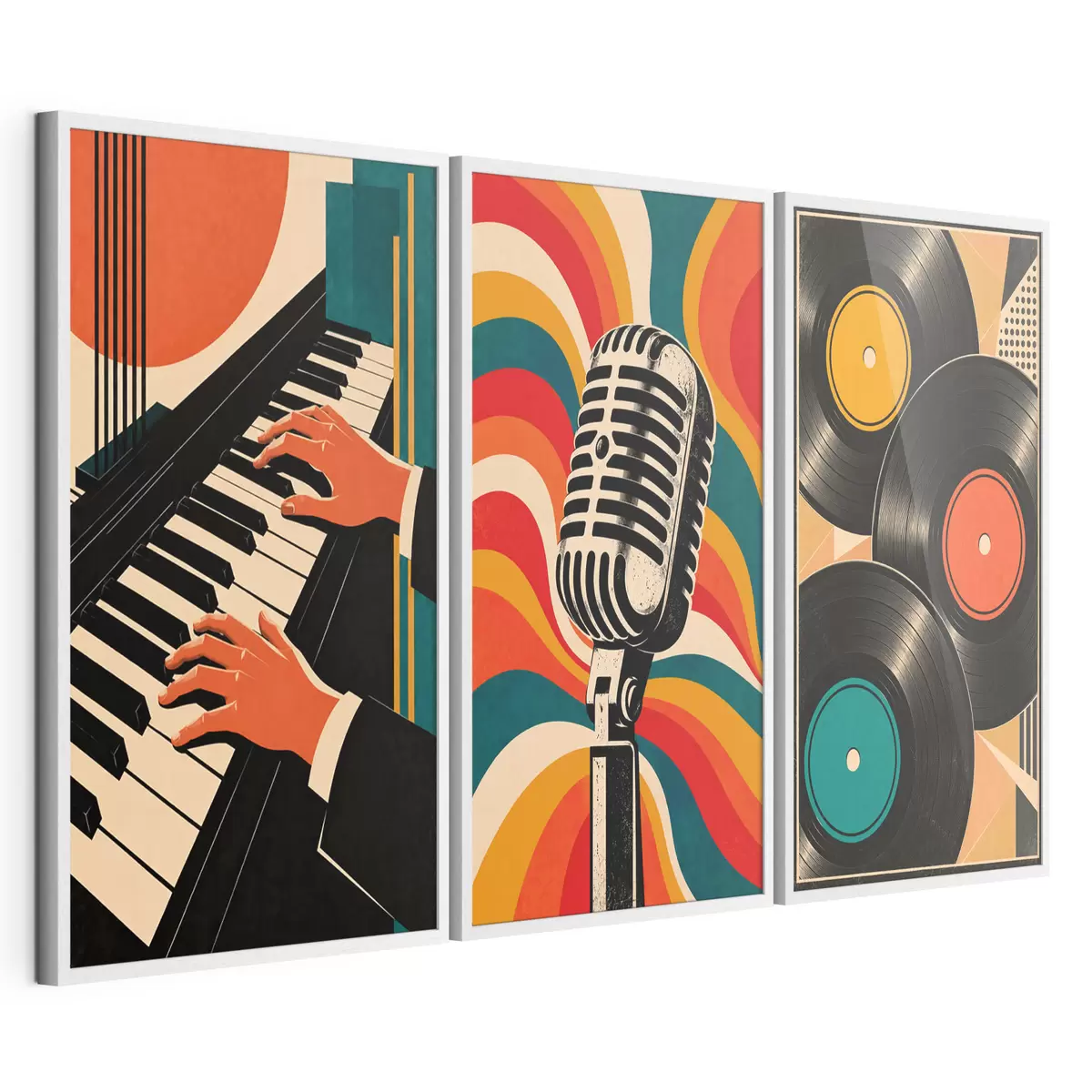 Poster Temas musicales vintage en colores vivos d31115