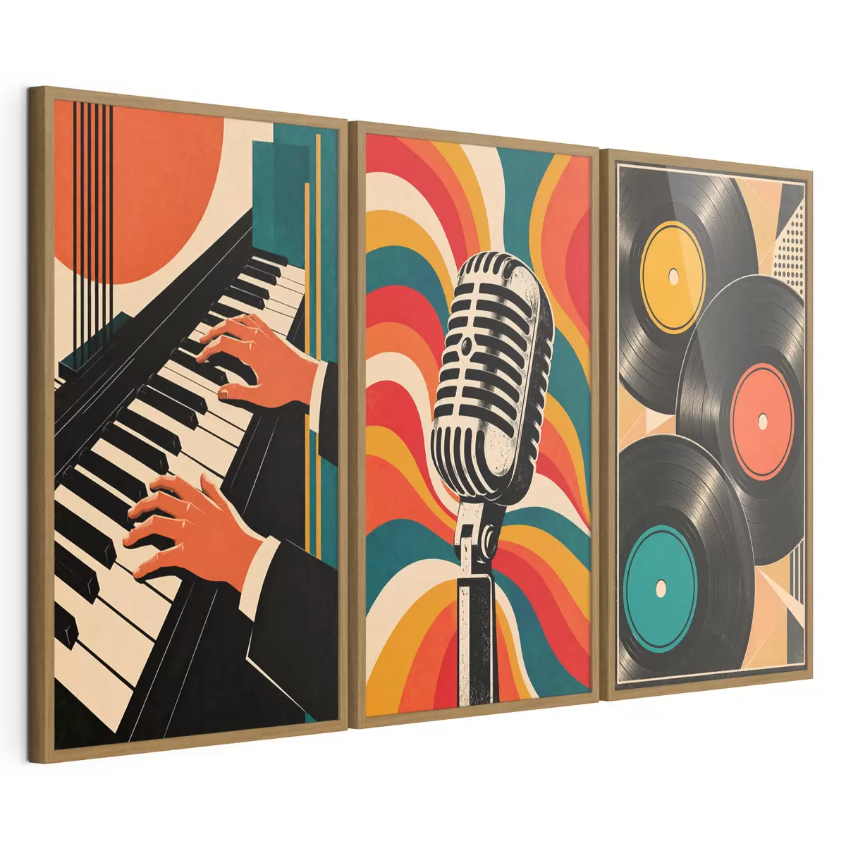 Poster Temas musicales vintage en colores vivos d31115