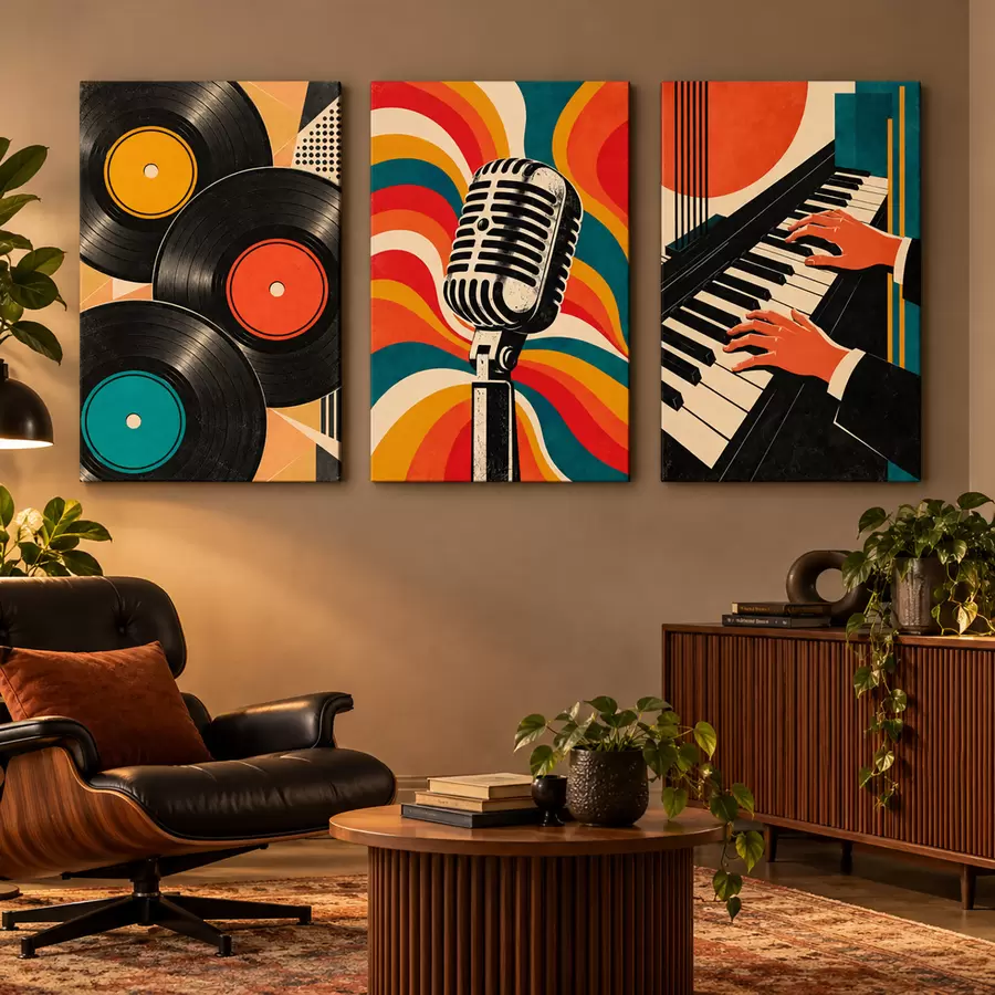 murales de pared Elementos musicales en colores vivos m31115