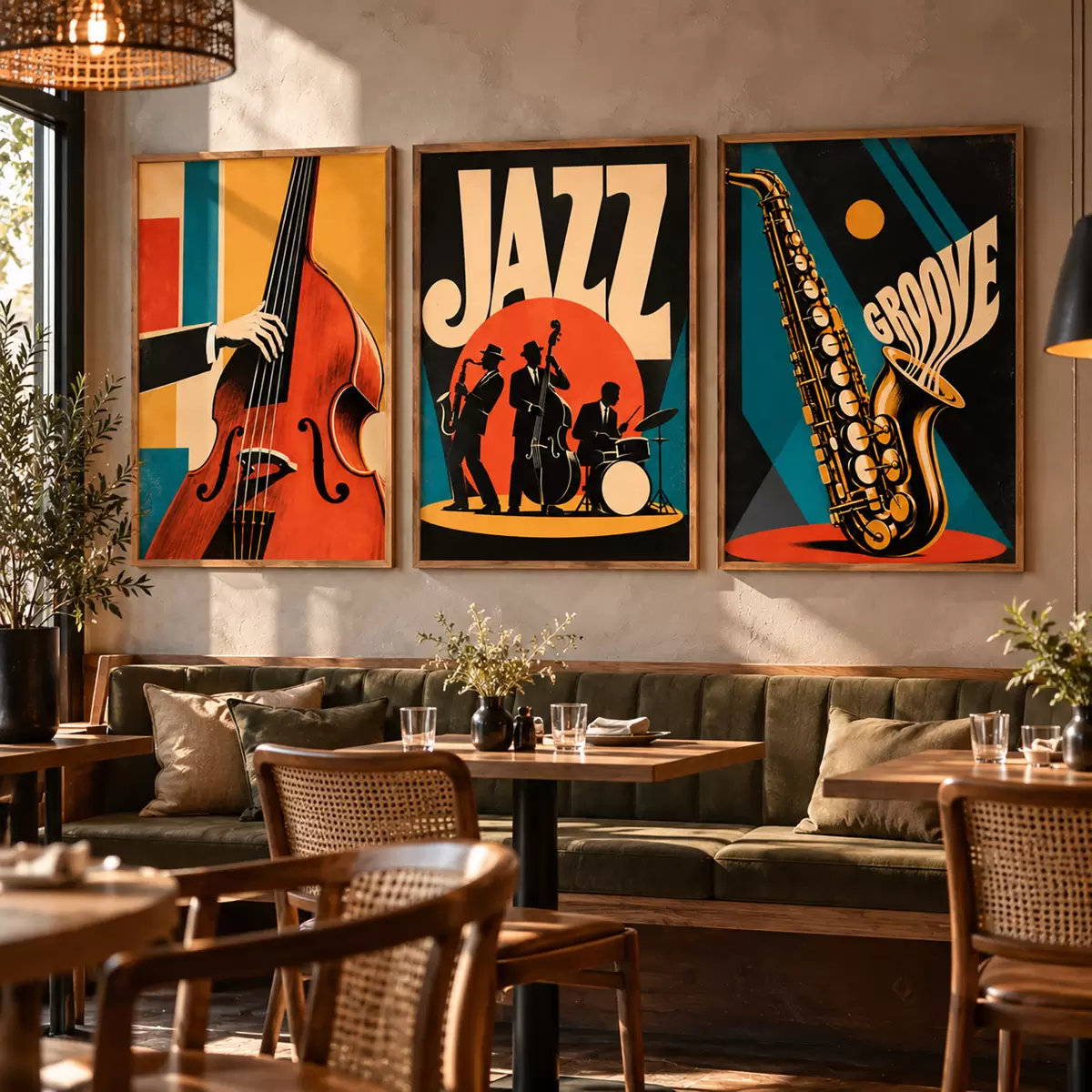 Poster Músicos de jazz con colores vivos d31114