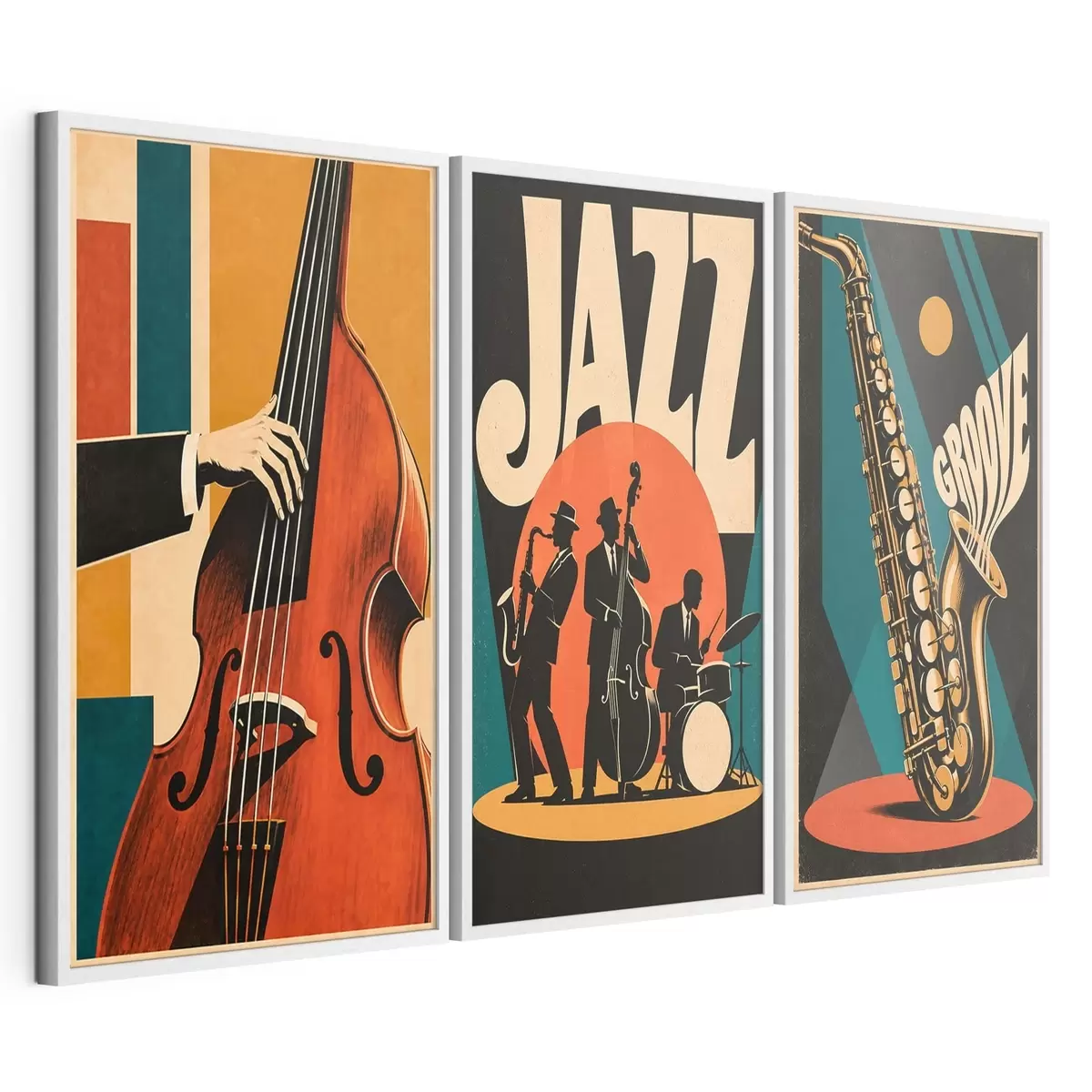 Poster Músicos de jazz con colores vivos d31114