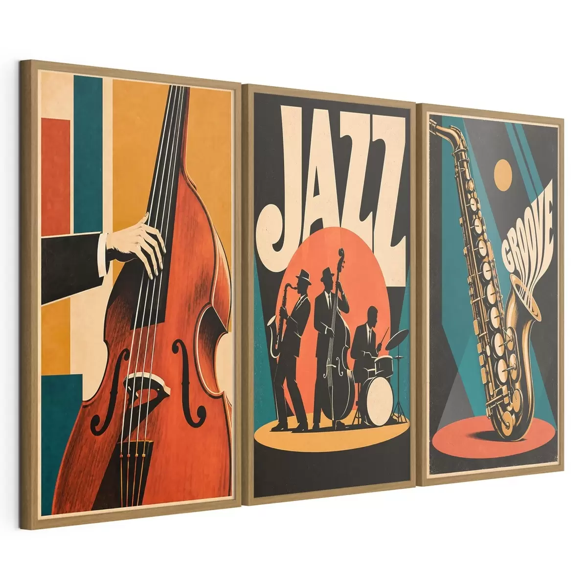 Poster Músicos de jazz con colores vivos d31114