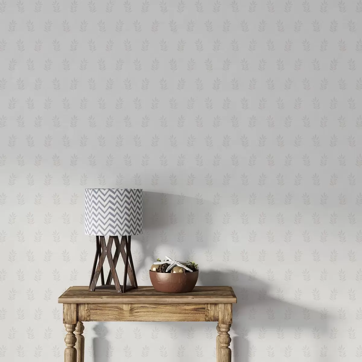Papel pintado Pequeñas ramas frondosas sobre fondo gris a01281