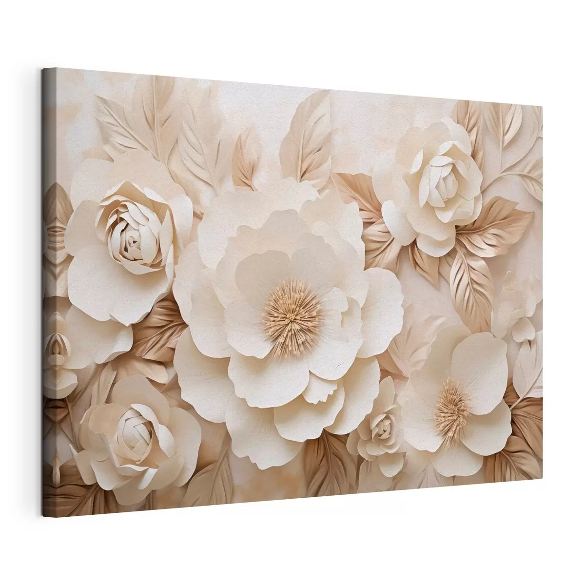 murales de pared Relieve en yeso en 3D con flores blancas s51096