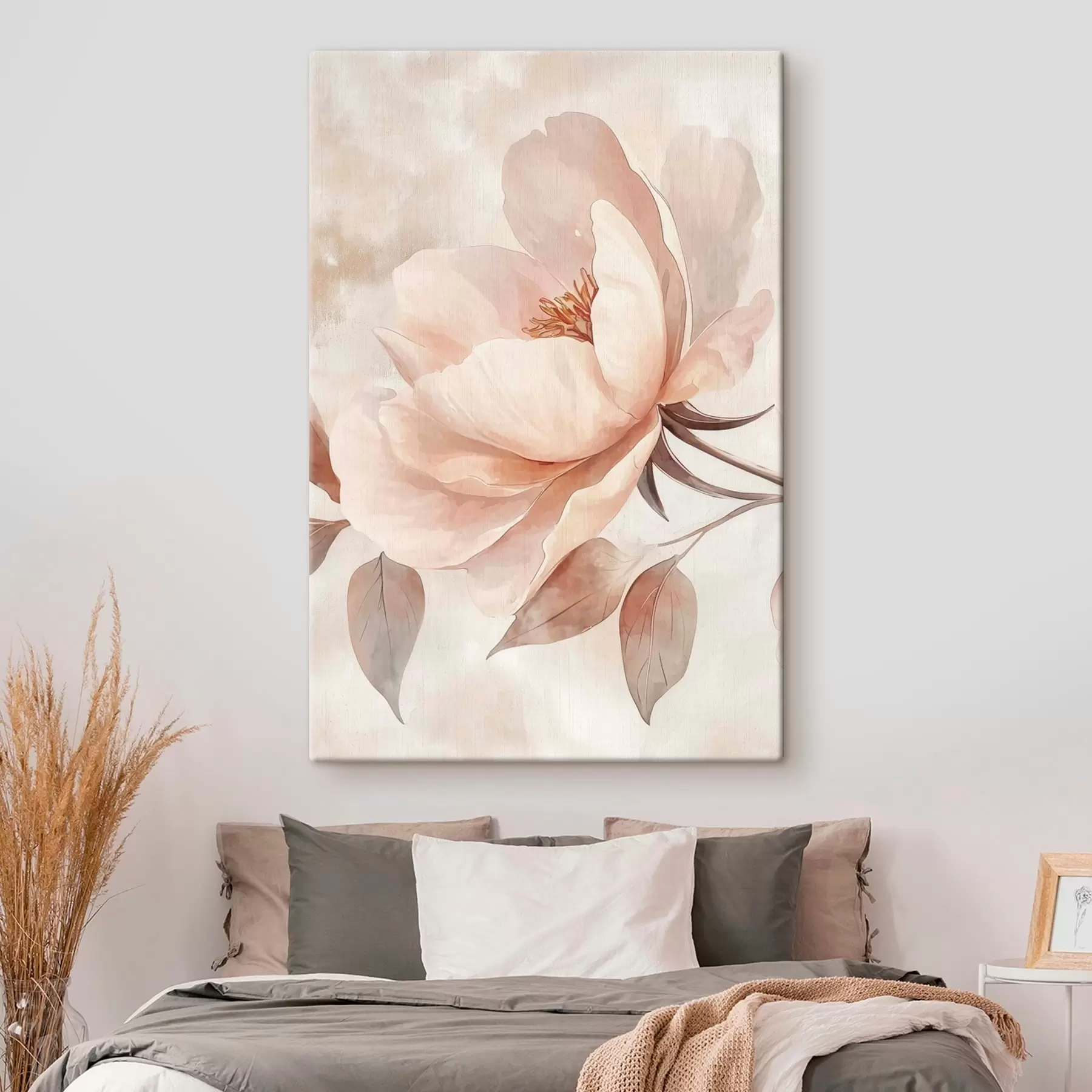 murales de pared Flor en acuarela rosa-beige s51098