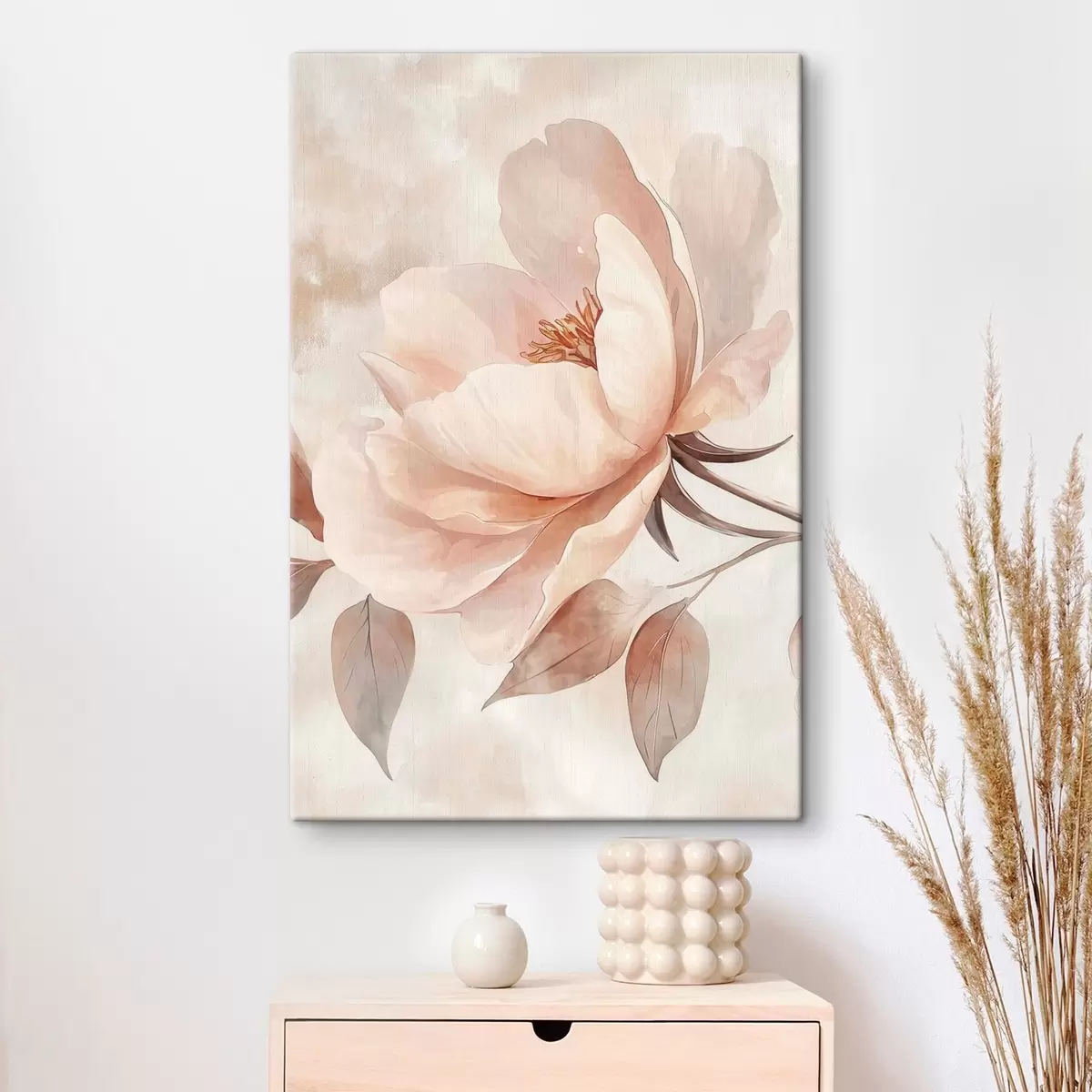 murales de pared Flor en acuarela rosa-beige s51098