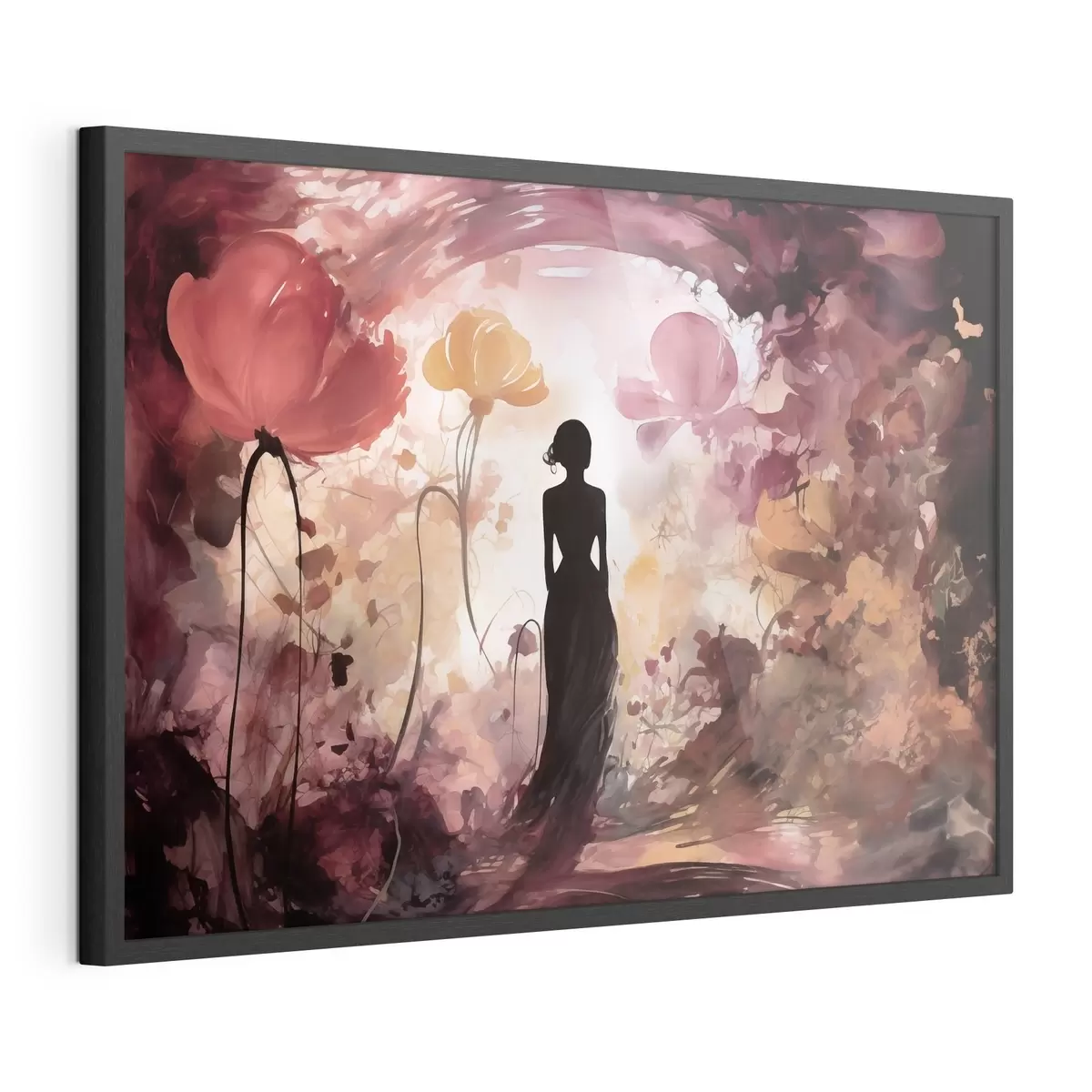 Poster Silueta de una mujer en un jardín floreciente de cuento de hadas f51081