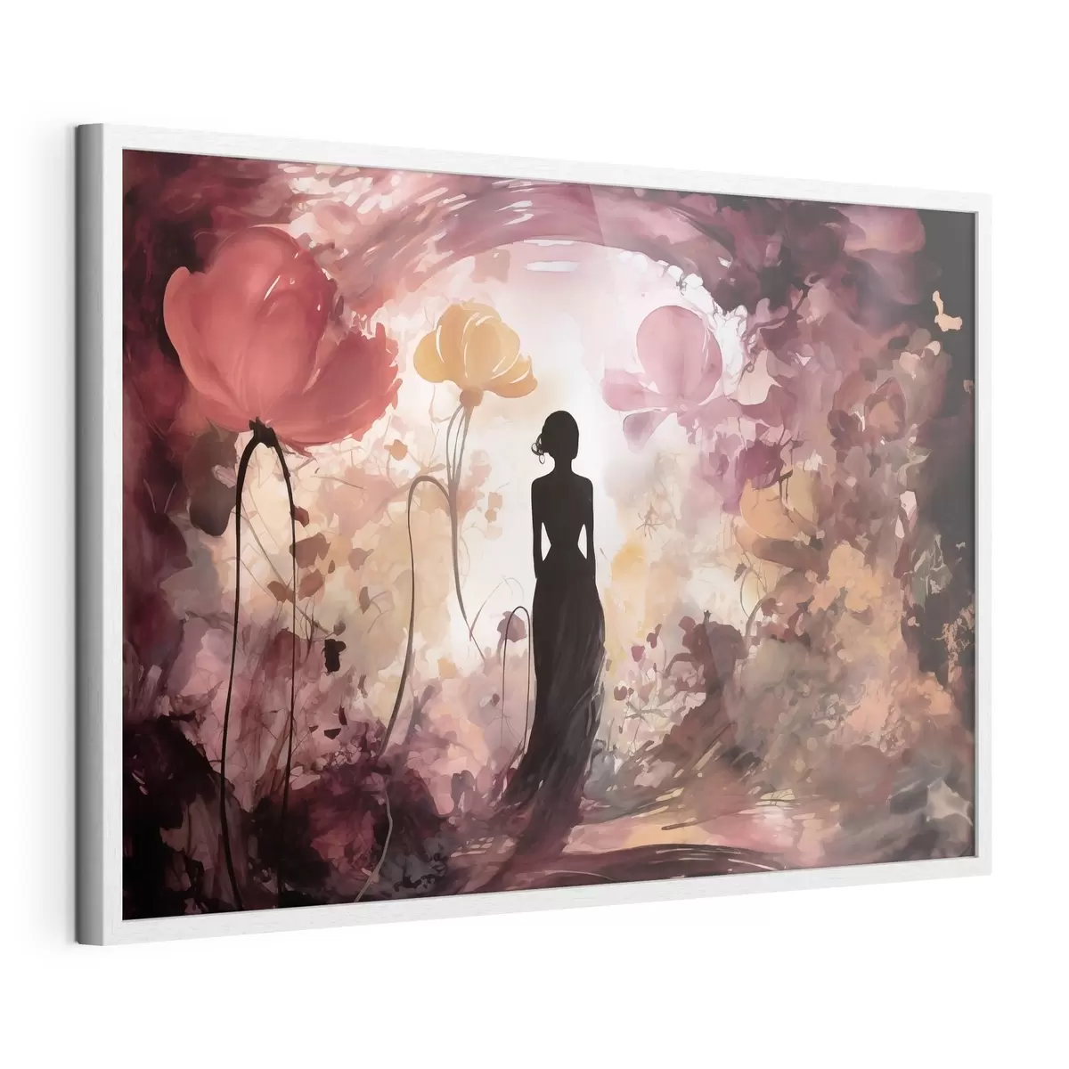 Poster Silueta de una mujer en un jardín floreciente de cuento de hadas f51081
