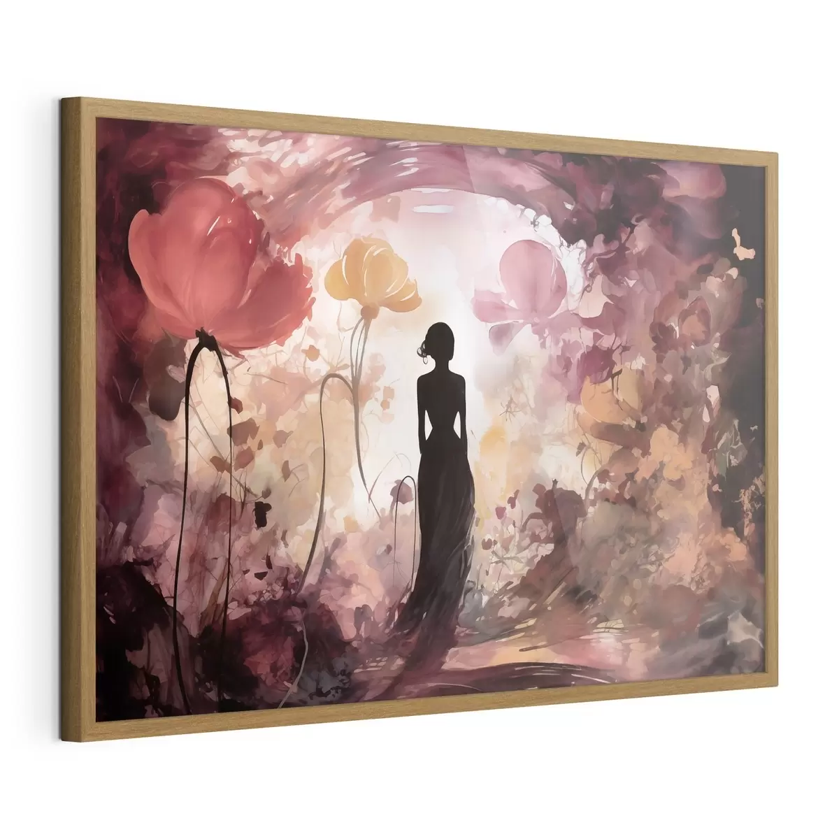 Poster Silueta de una mujer en un jardín floreciente de cuento de hadas f51081