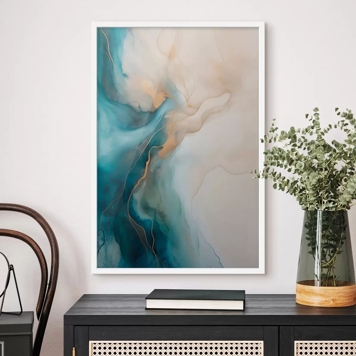 Poster Olas de mármol azul y arena f51082