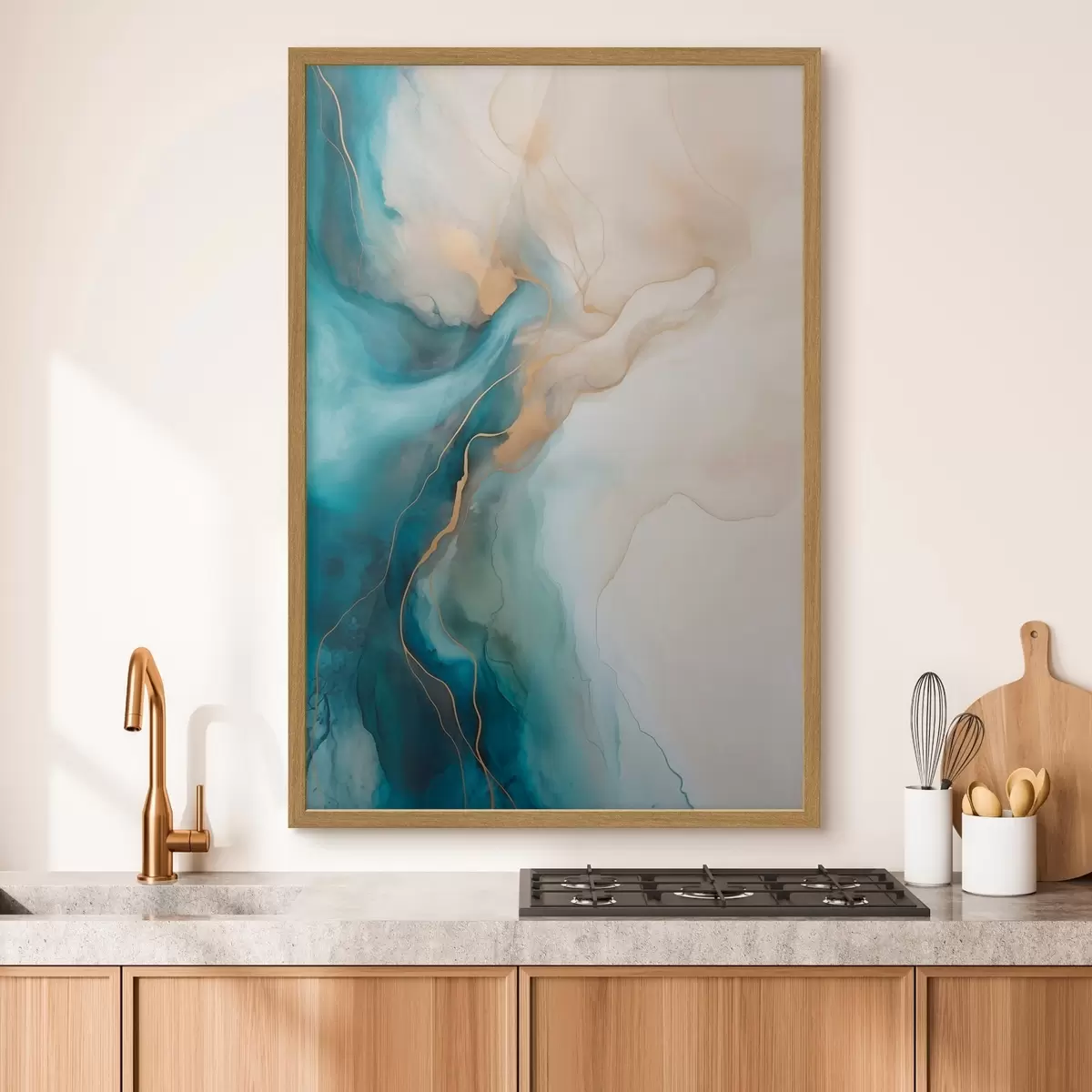 Poster Olas de mármol azul y arena f51082