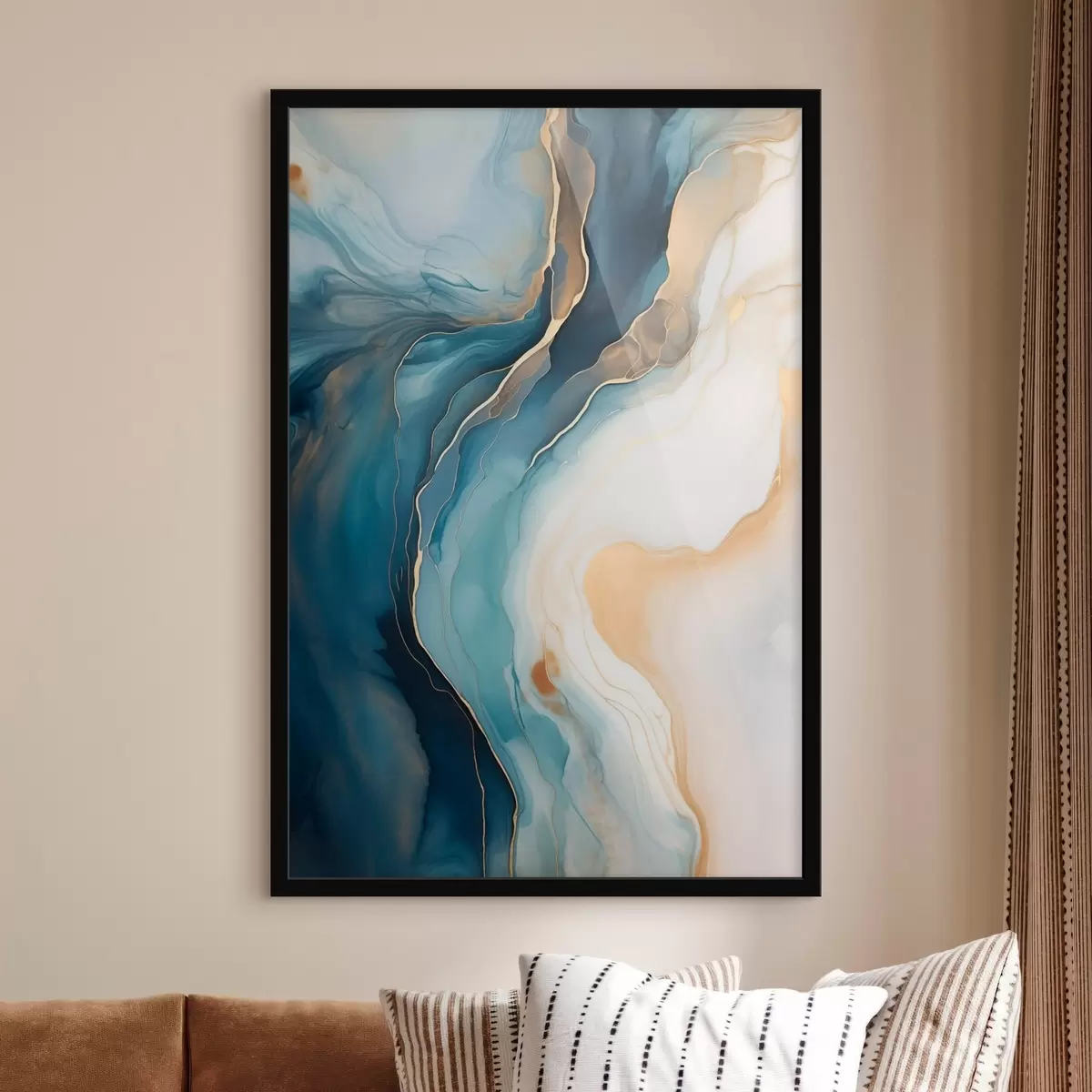 Poster Mármol esmeralda con vetas ámbar f51083