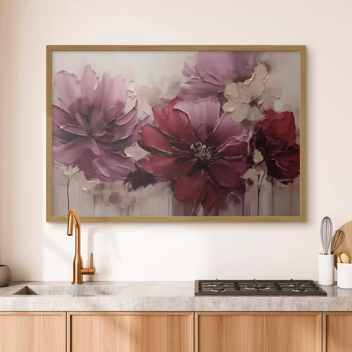 Poster Dalias de color burdeos intenso y color polvo f51086