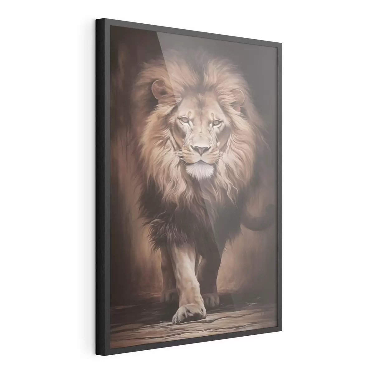 Poster Majestuoso león en un interior oscuro f51087