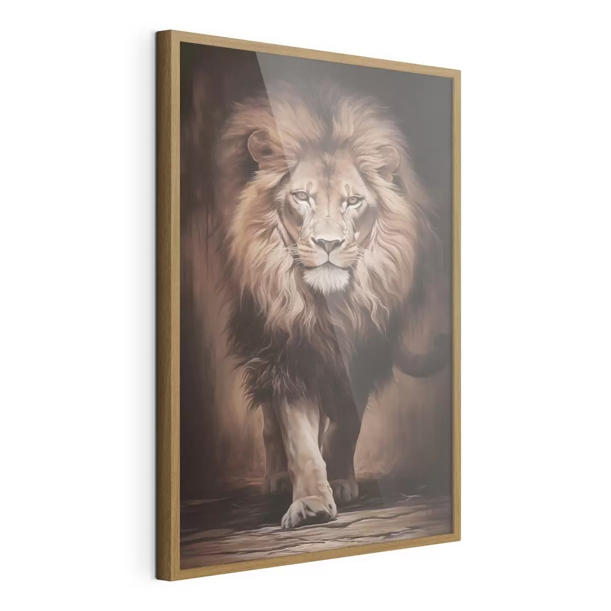 Poster Majestuoso león en un interior oscuro f51087