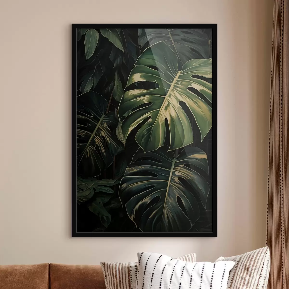 Poster Hojas brillantes de monstera en los trópicos oscuros f51091