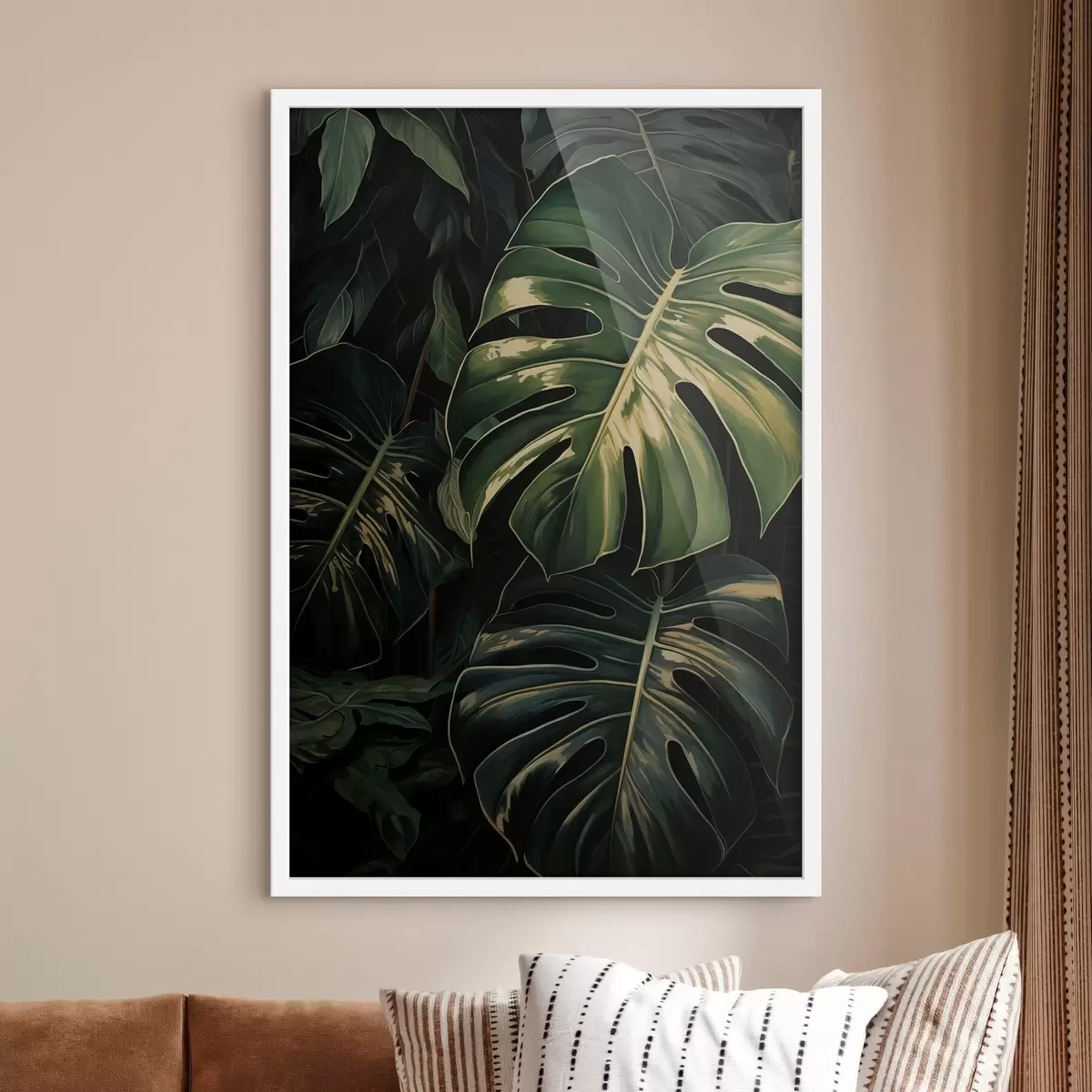 Poster Hojas brillantes de monstera en los trópicos oscuros f51091