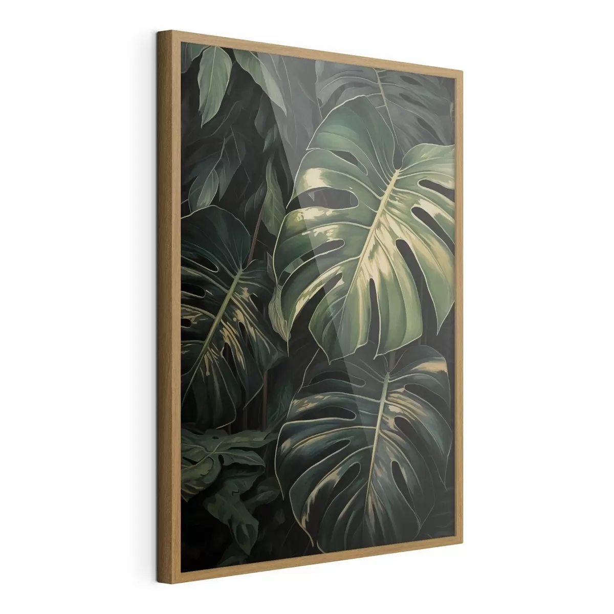 Poster Hojas brillantes de monstera en los trópicos oscuros f51091