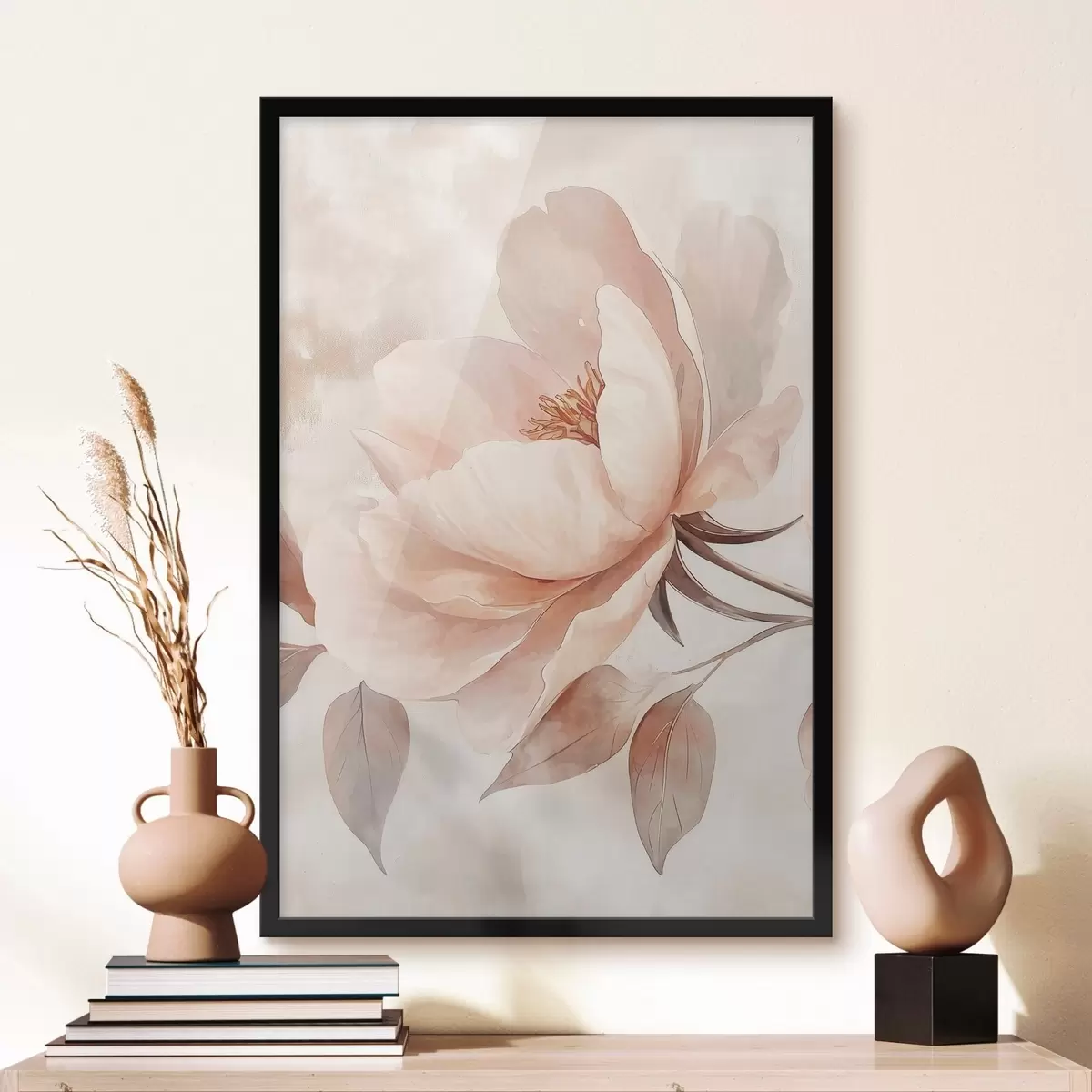 Poster Flor en acuarela rosa-beige f51098