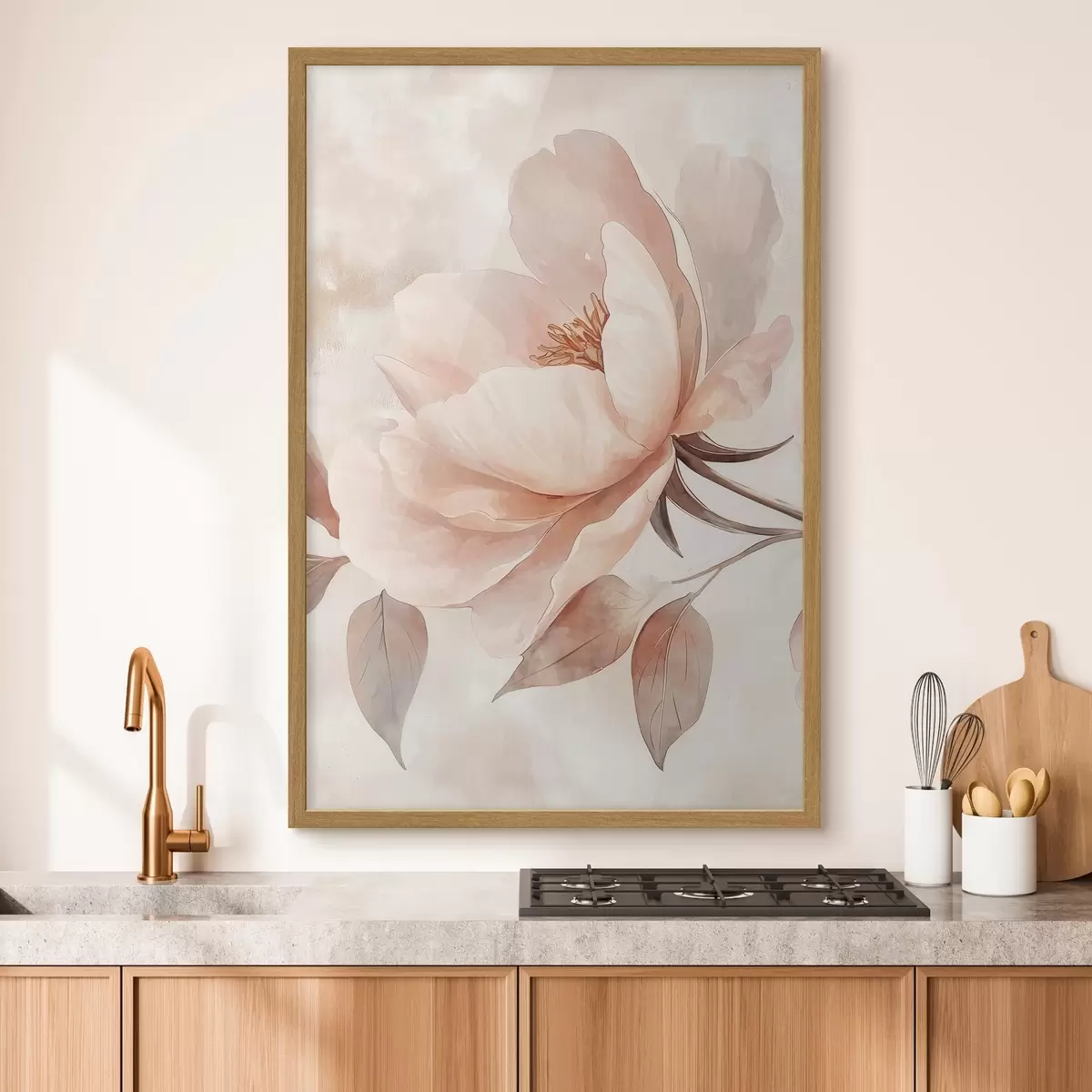 Poster Flor en acuarela rosa-beige f51098