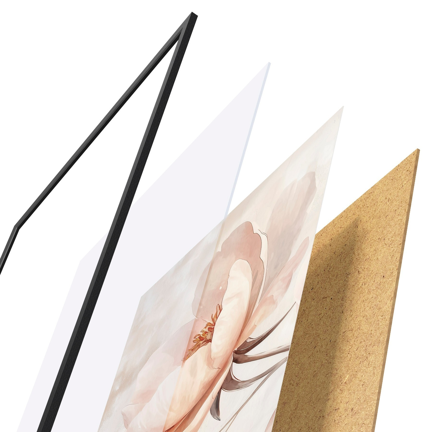 Poster Flor en acuarela rosa-beige f51098