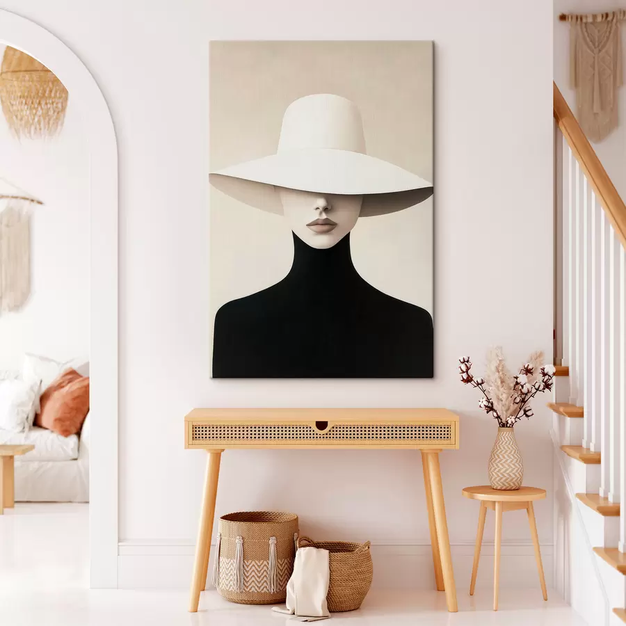 murales de pared Mujer con sombrero blanco s51146