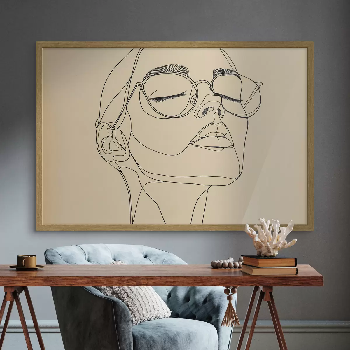 Poster Retrato lineal de una mujer f51145