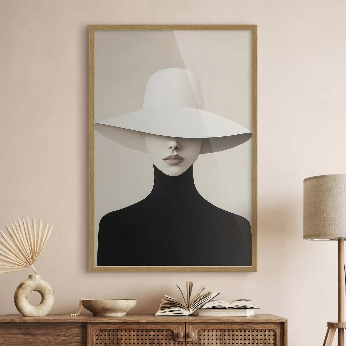 Poster Mujer con sombrero blanco f51146