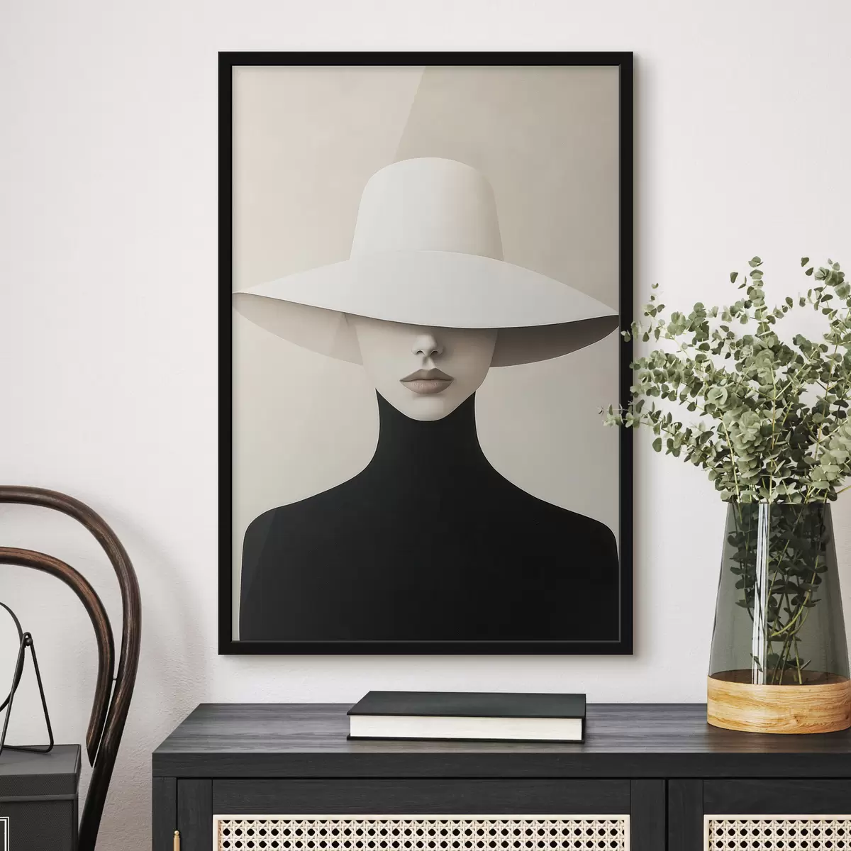 Poster Mujer con sombrero blanco f51146