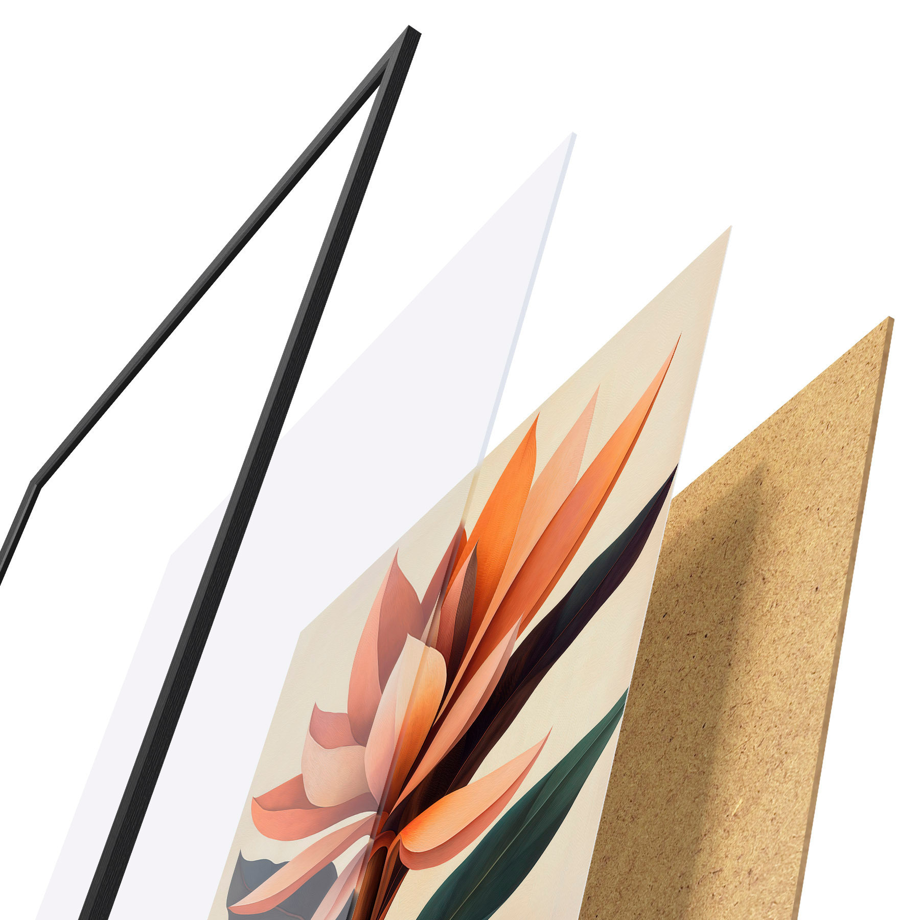 Poster Flores y hojas abstractas d31105