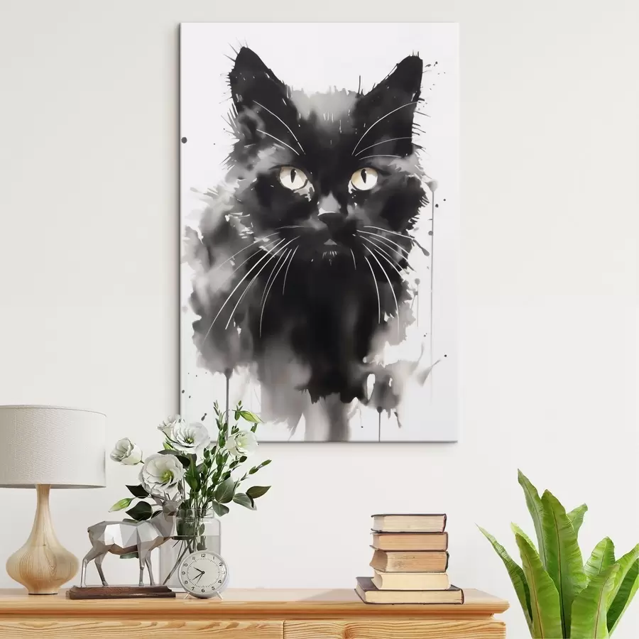 murales de pared Retrato de un gato, imitación de un cuadro s51169