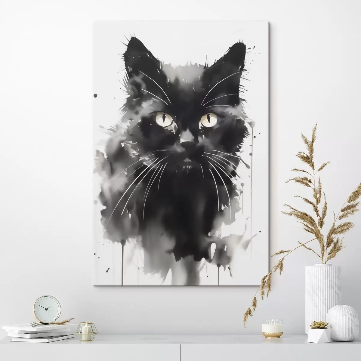 murales de pared Retrato de un gato, imitación de un cuadro s51169