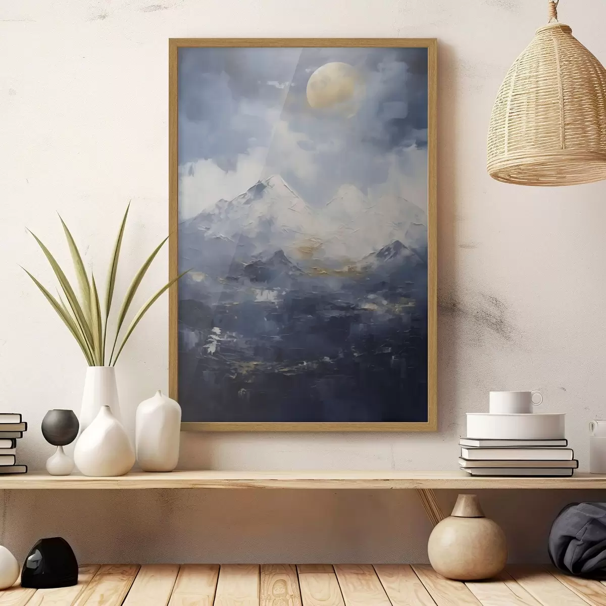 Poster Paisaje nocturno de montaña, imitación de un cuadro f51165