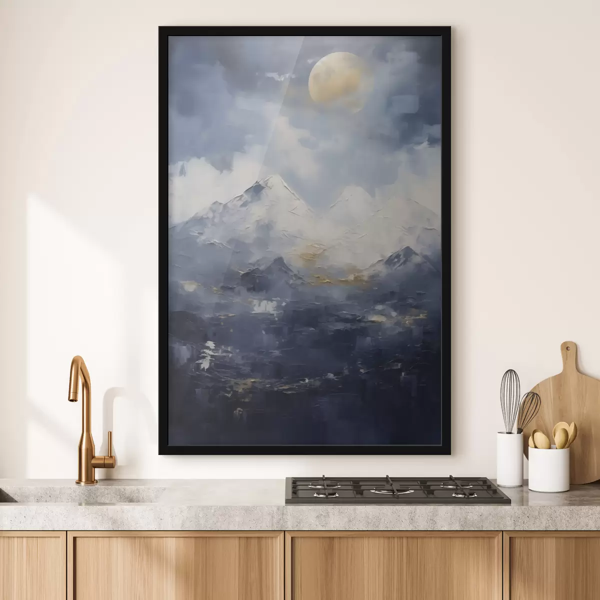 Poster Paisaje nocturno de montaña, imitación de un cuadro f51165