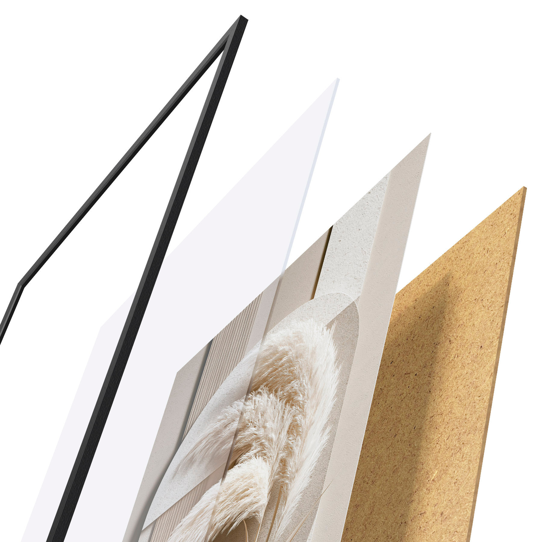 Poster Hierba de la pampa y arcos geométricos f50869