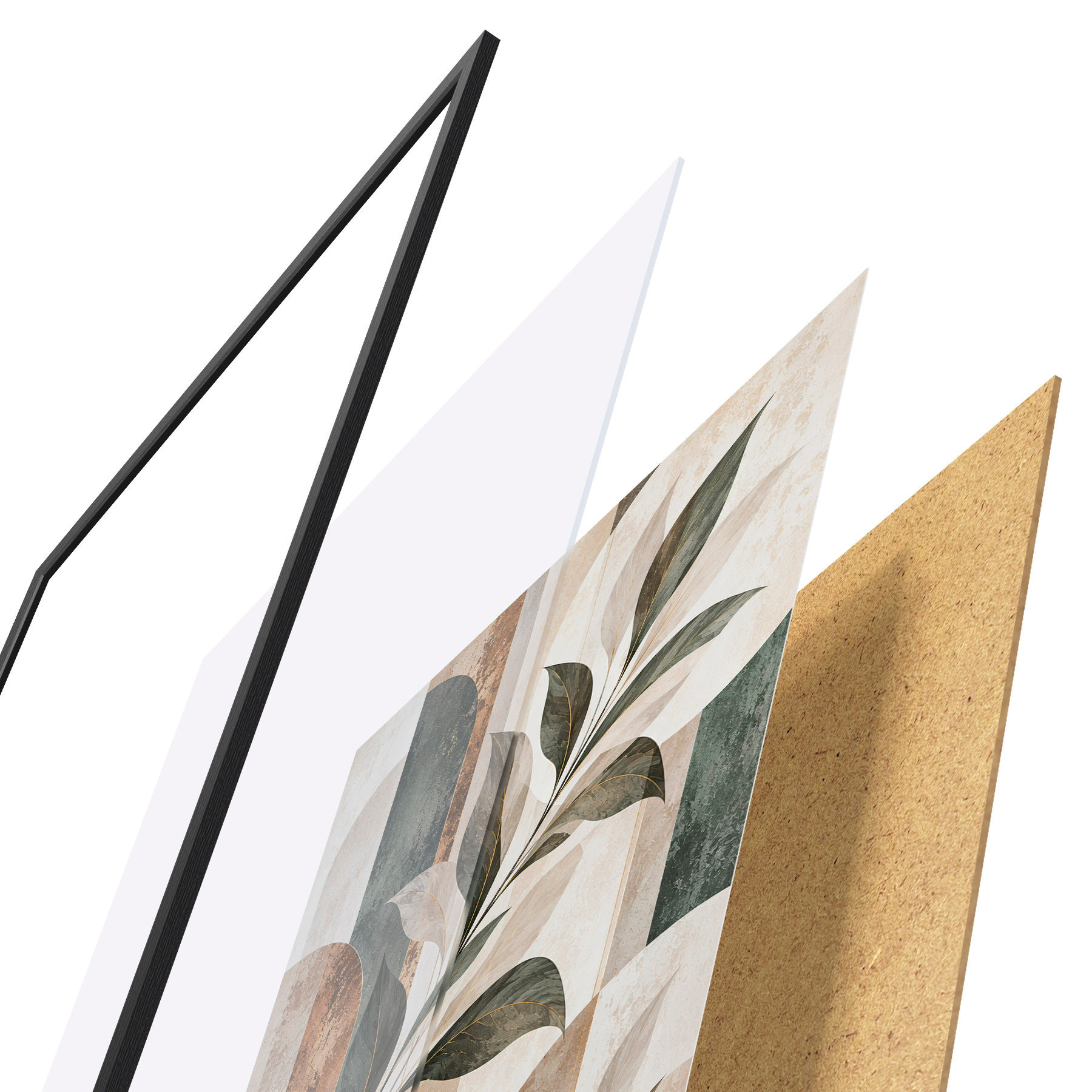 Poster Abstracción con una rama de hojas f51181