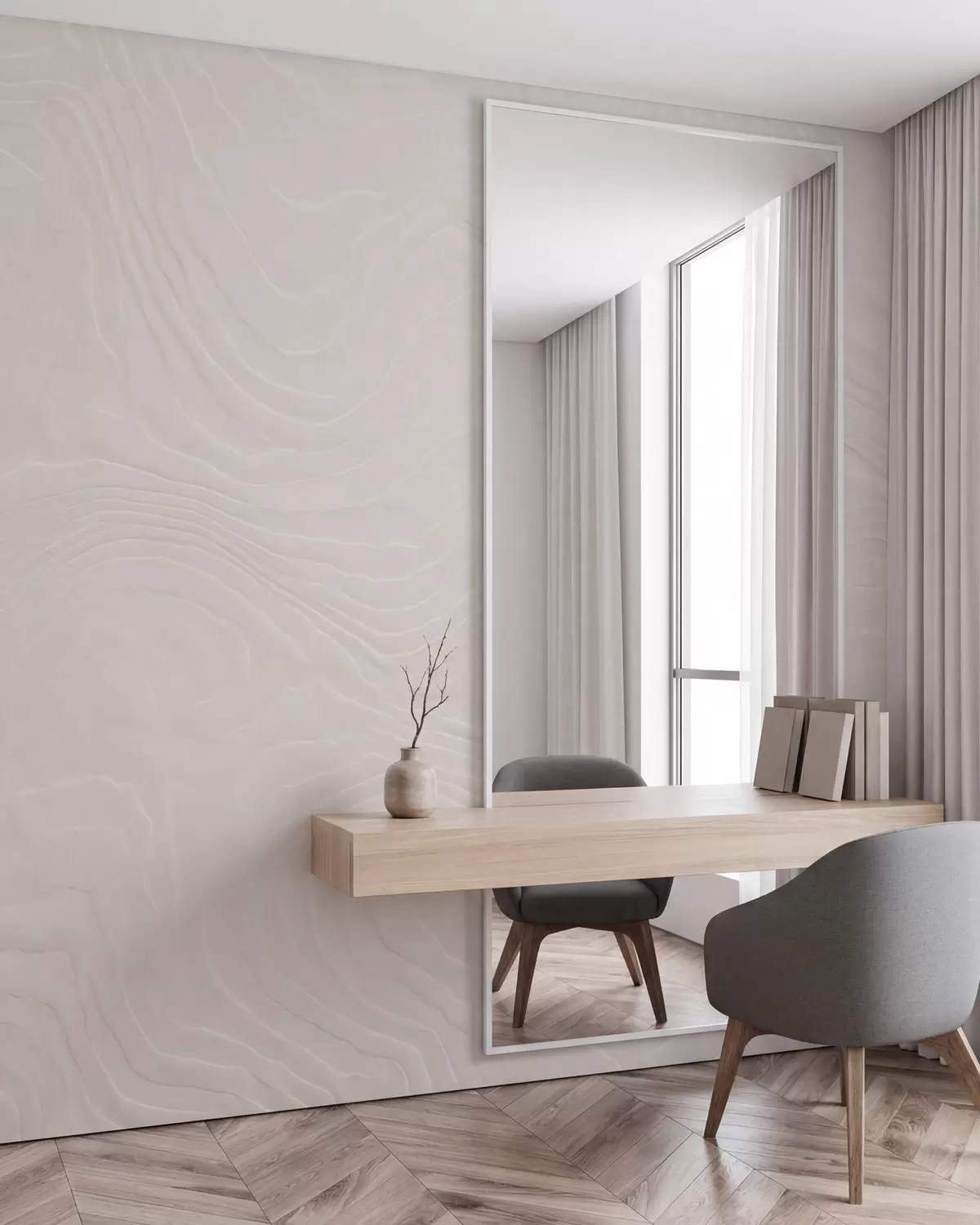 murales de pared Textura abstracta y ligera con líneas onduladas y un efecto de yeso natural w10092
