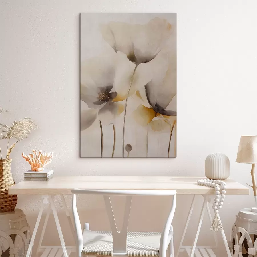 murales de pared Amapolas etéreas en tonos beige s51090