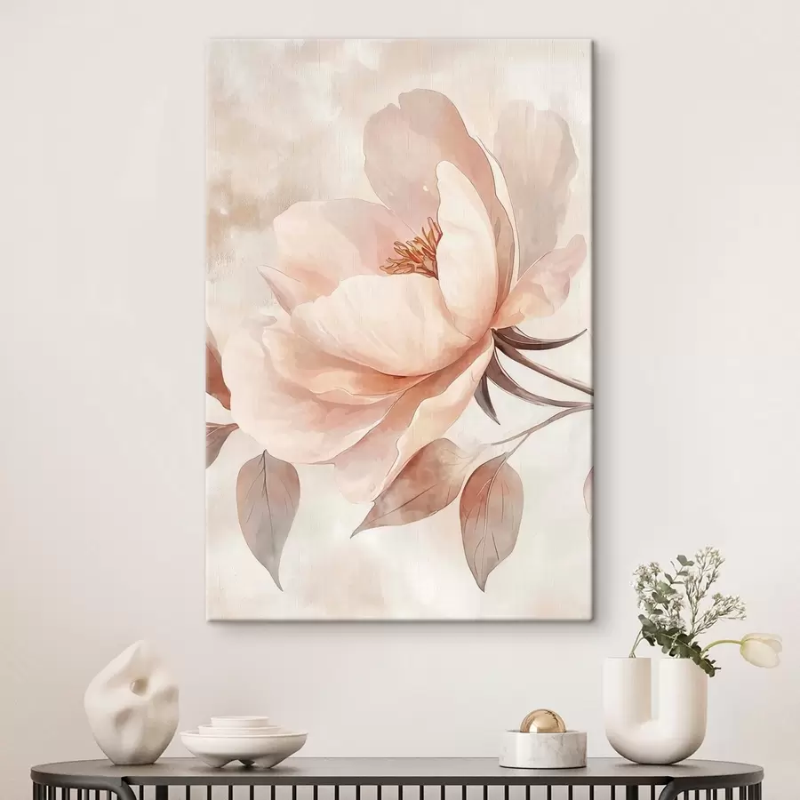 murales de pared Flor en acuarela rosa-beige s51098