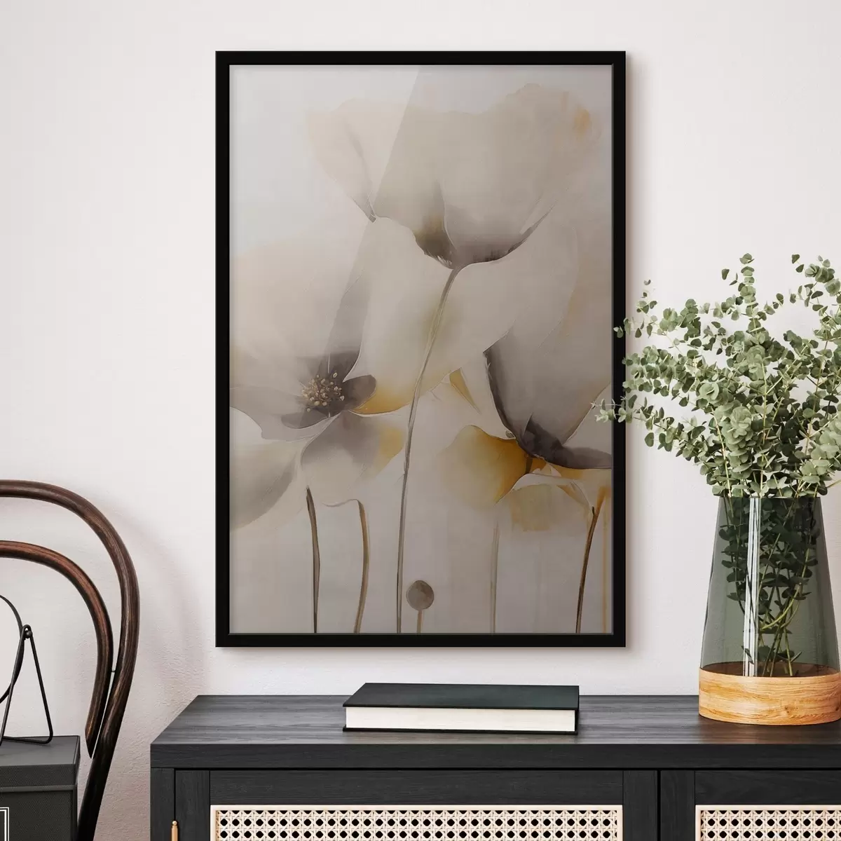 Poster Amapolas etéreas en tonos beige f51090
