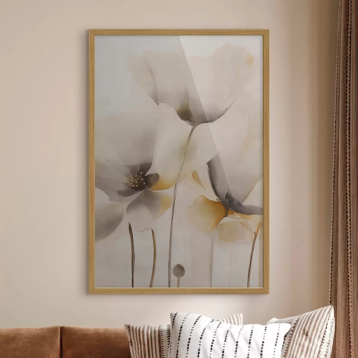 Poster Amapolas etéreas en tonos beige f51090