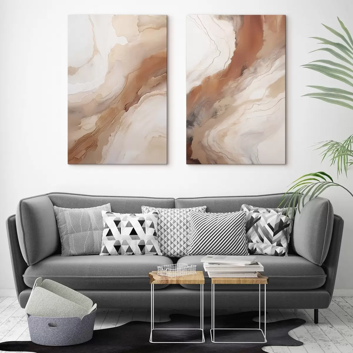 murales de pared Capas de arte fluido en tonos beige y terracota m31089