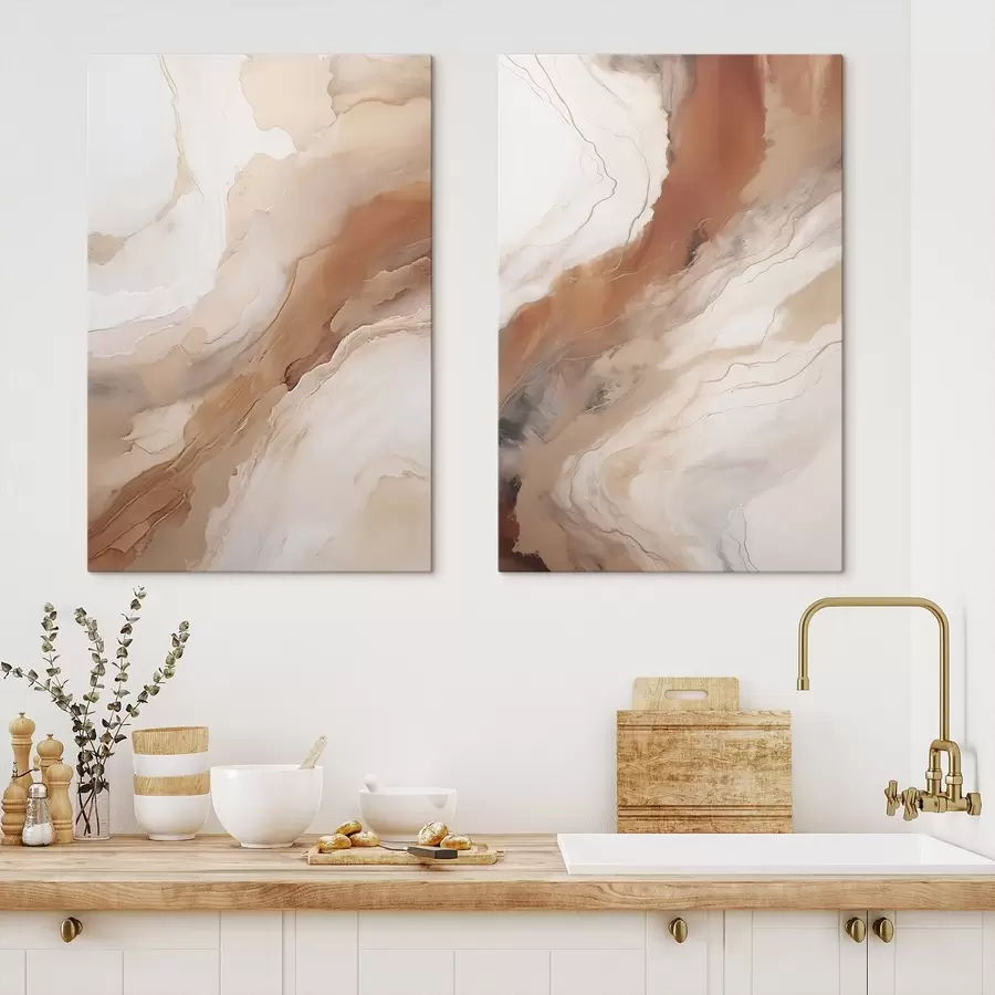 murales de pared Capas de arte fluido en tonos beige y terracota m31089