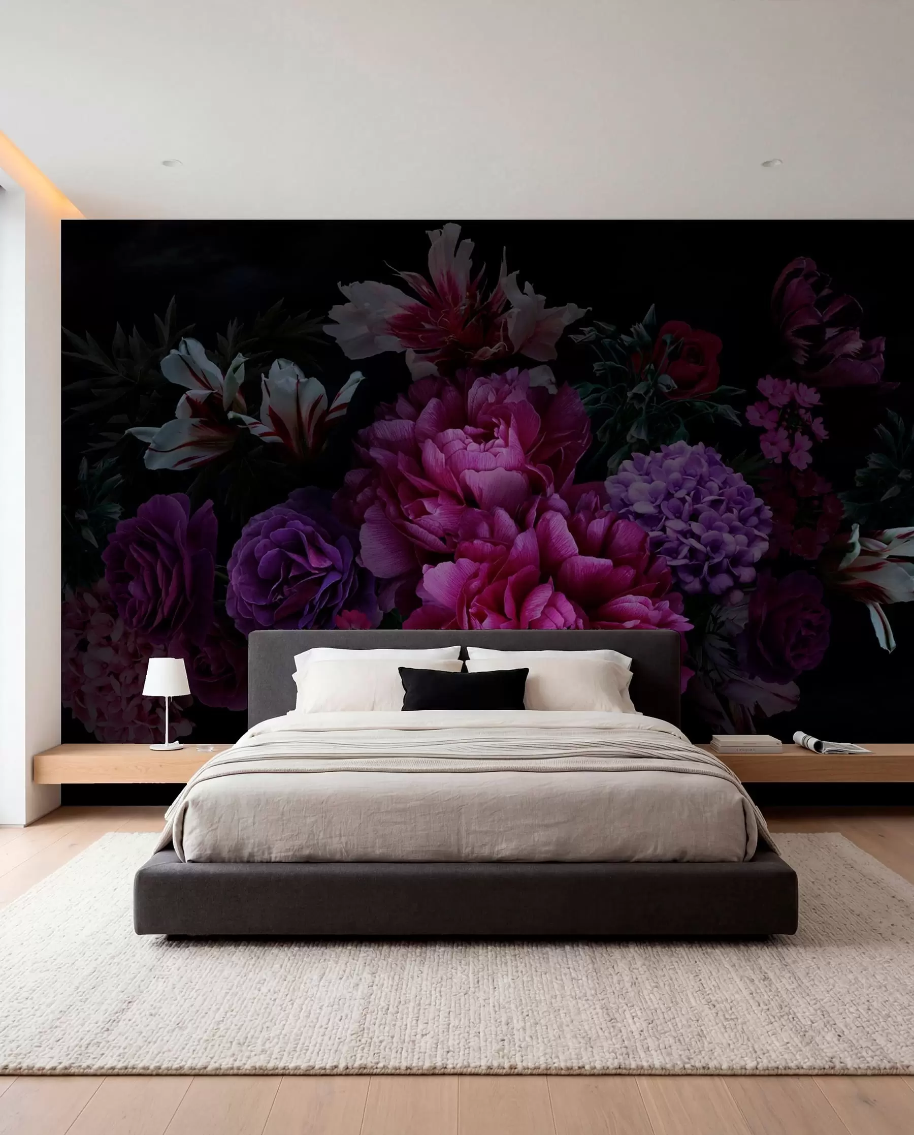 murales de pared Peonías en tonos de bayas u72224