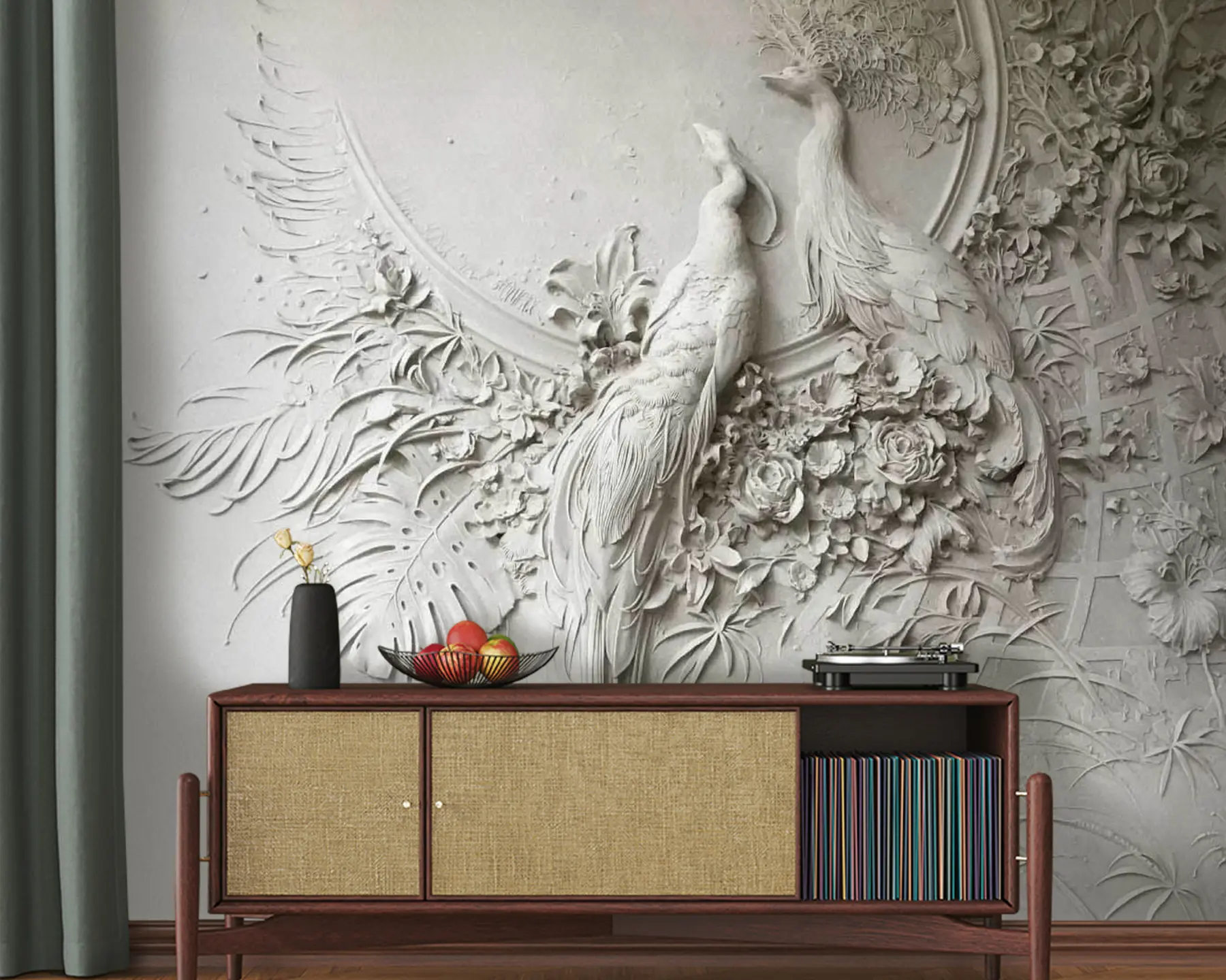 murales de pared Ramita, planta y madera u46452