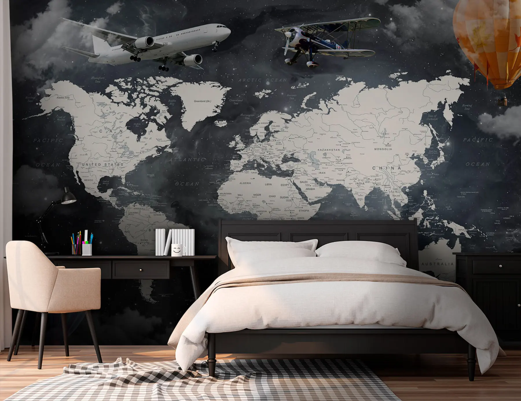 murales de pared Mapa y aviones u72597