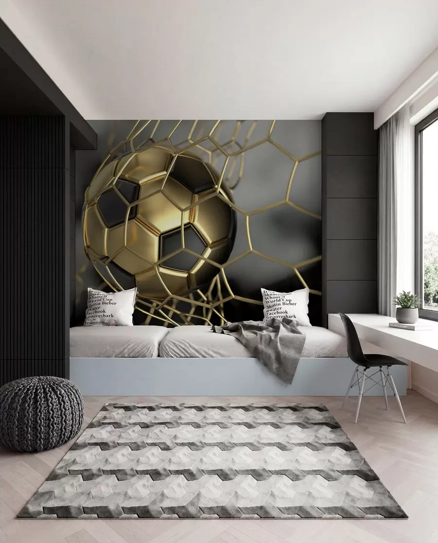 murales de pared Un balón de fútbol en la portería u73010