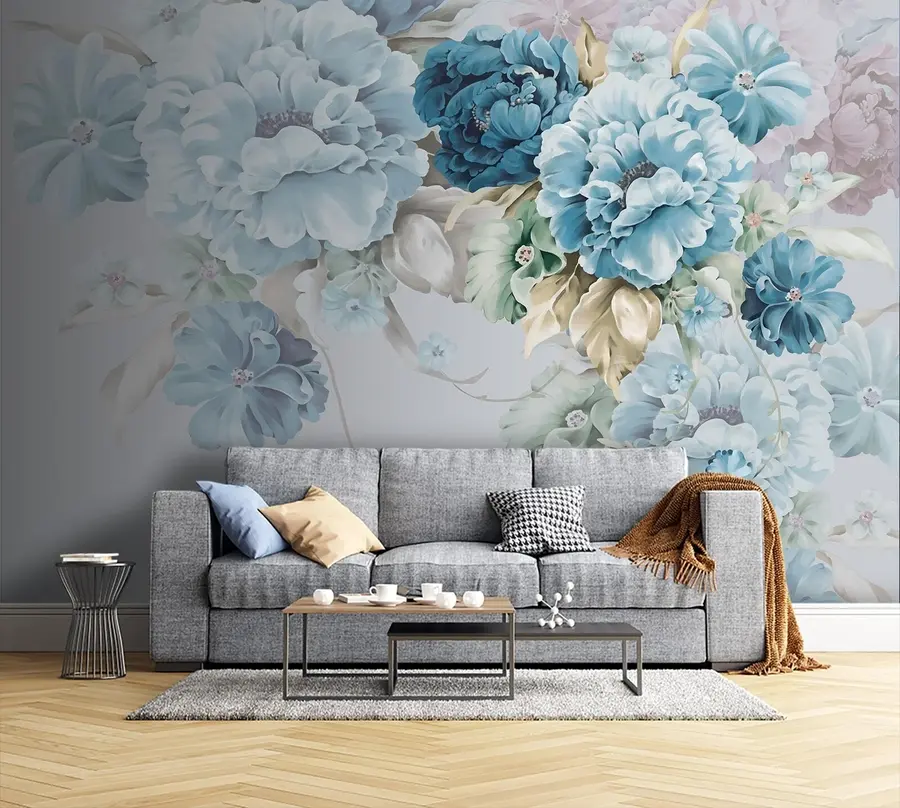 murales de pared Flores azules 3d u72654