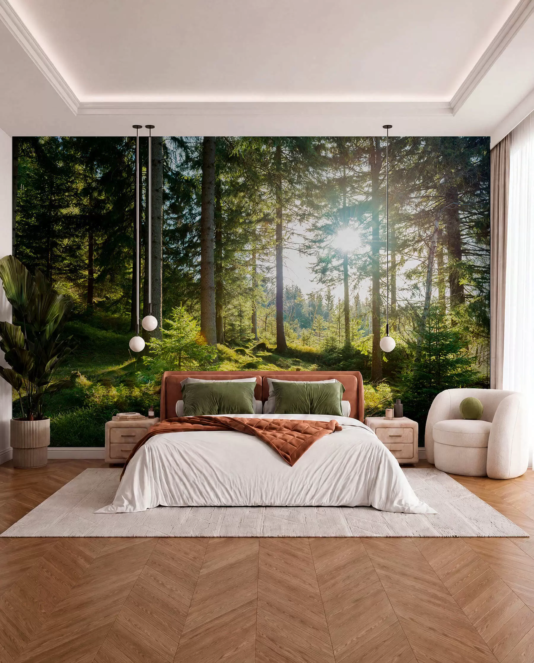 murales de pared Rayos de sol en el bosque u80015