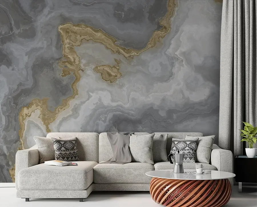 murales de pared Mármol blanco grisáceo u80491